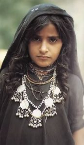 Yemeni girl wearing traditional jewelry
